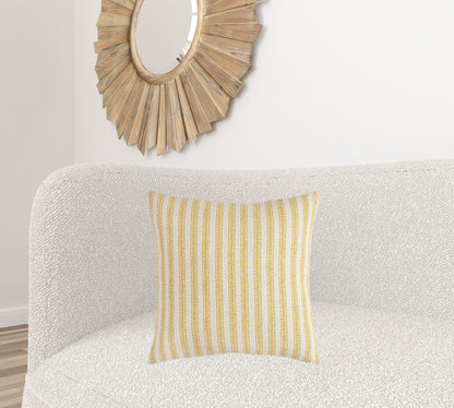 Yellow Natural Ticking Stripe Throw Pillow FurniFindUSA