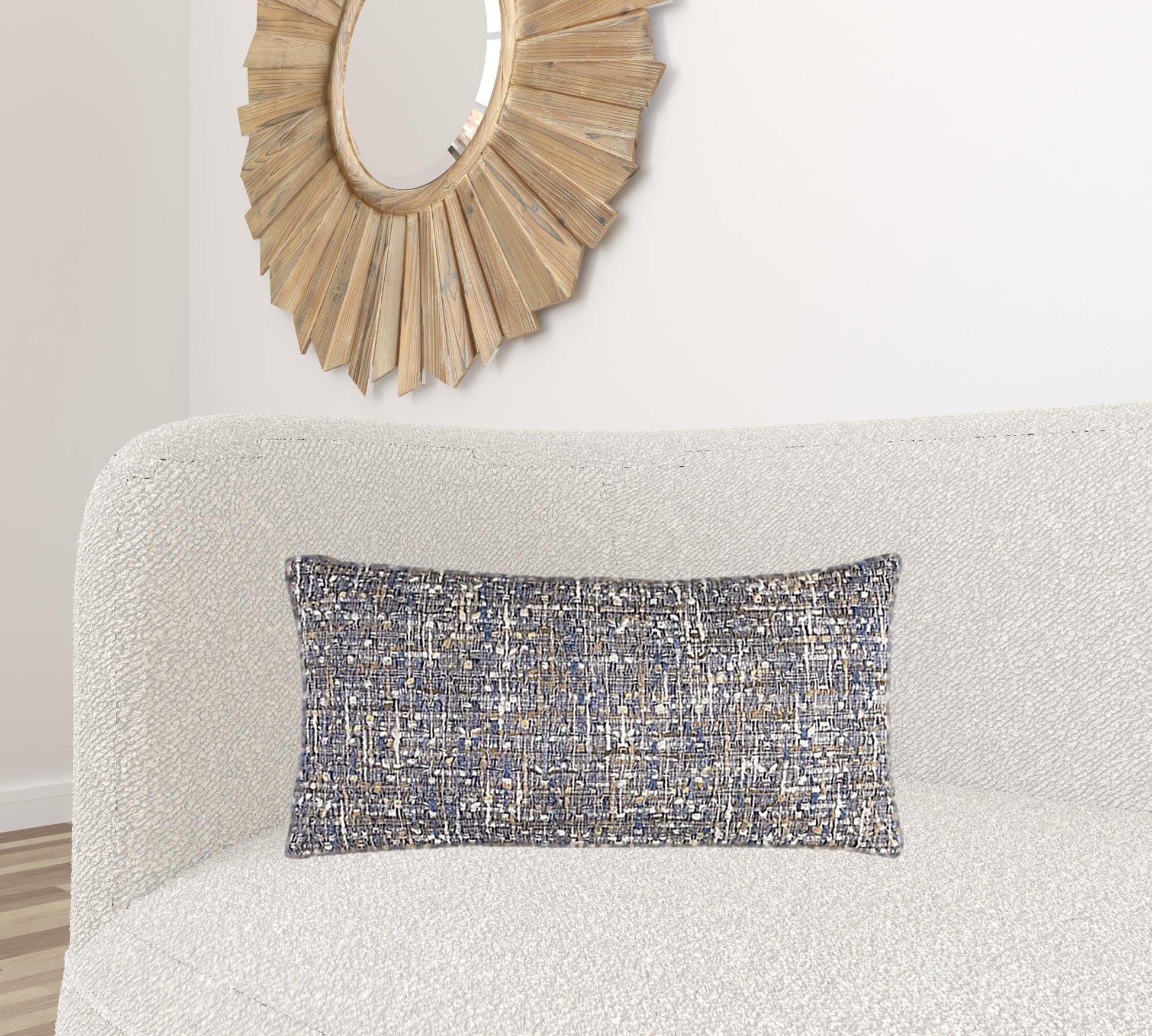 Blue Gray Metallic Nubby Textured Lumbar Pillow FurniFindUSA