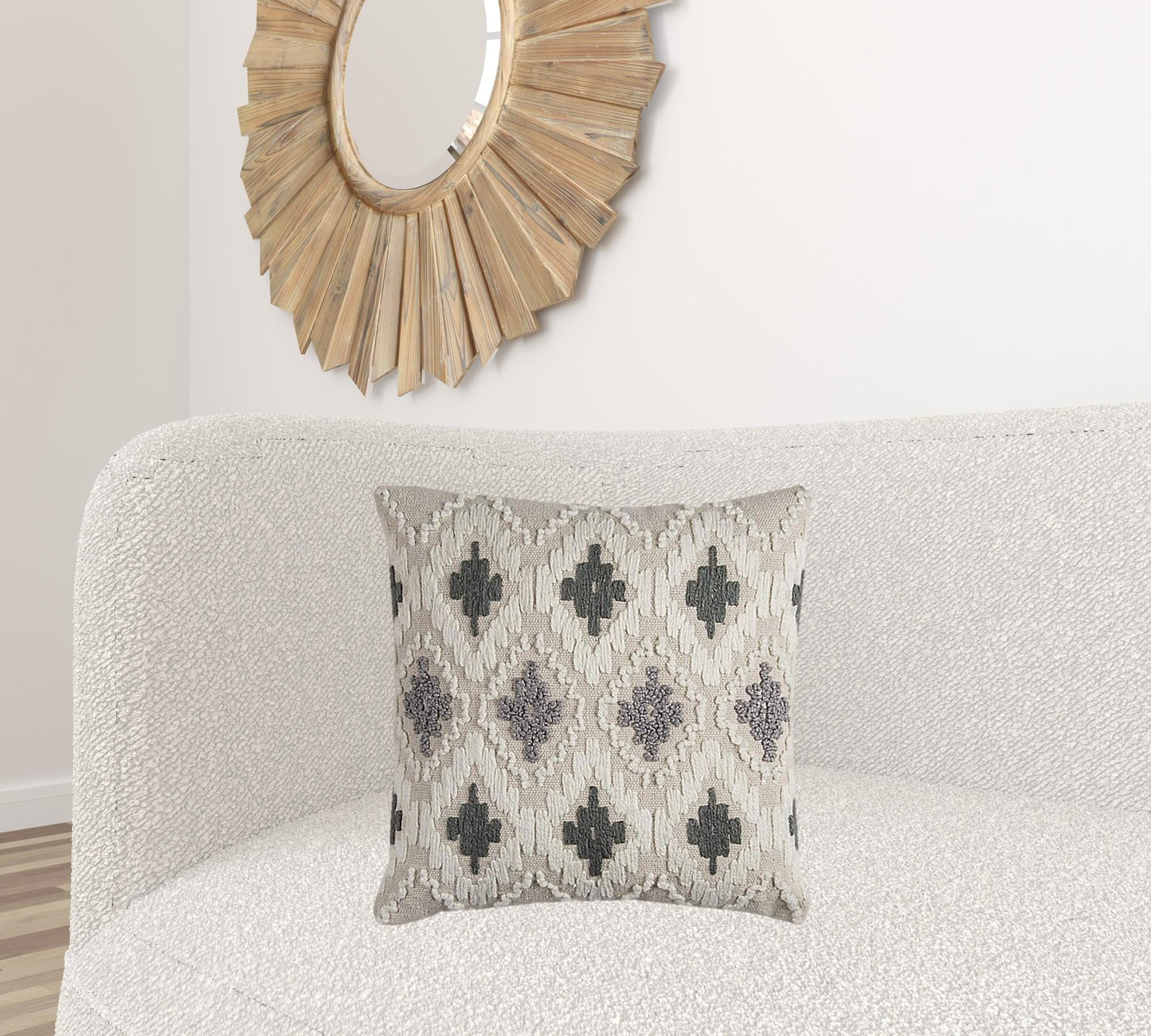 Gray Beige Classic Ikat Pattern Throw Pillow FurniFindUSA