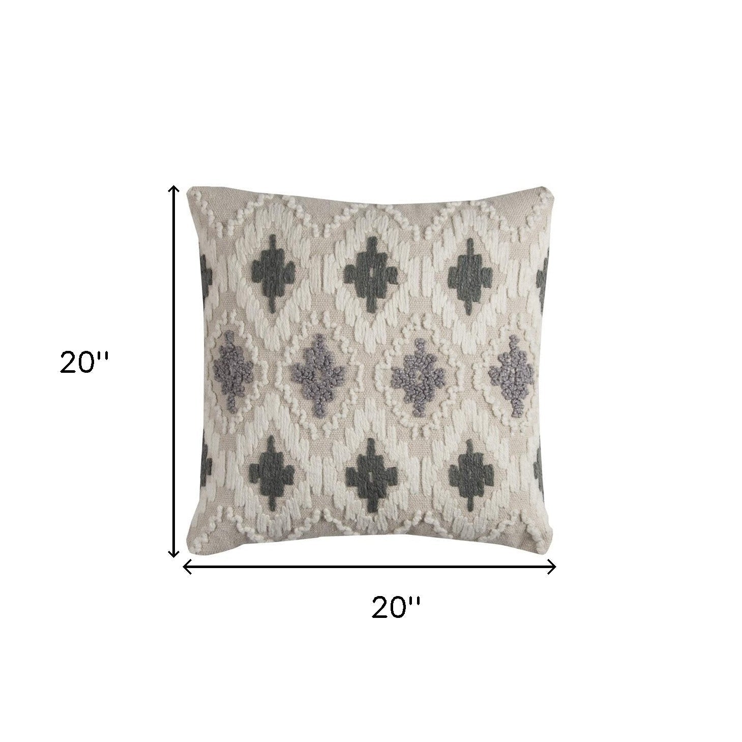 Gray Beige Classic Ikat Pattern Throw Pillow FurniFindUSA