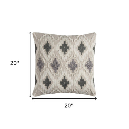 Gray Beige Classic Ikat Pattern Throw Pillow FurniFindUSA