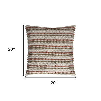 Brown Beige Nubby Texture Bands Throw Pillow HomeRoots