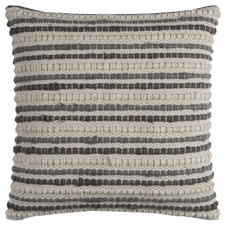 20" Gray Beige Nubby Texture Bands Throw Pillow FurniFindUSA