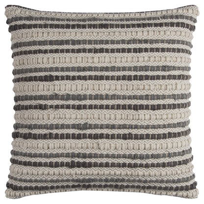 20" Gray Beige Nubby Texture Bands Throw Pillow FurniFindUSA