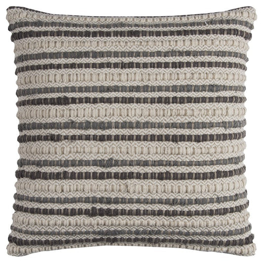 20" Gray Beige Nubby Texture Bands Throw Pillow FurniFindUSA