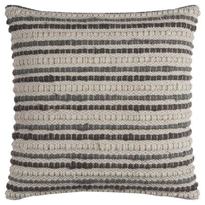 20" Gray Beige Nubby Texture Bands Throw Pillow HomeRoots