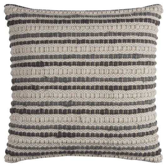 20" Gray Beige Nubby Texture Bands Throw Pillow
