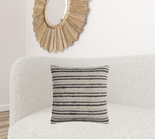 20" Gray Beige Nubby Texture Bands Throw Pillow FurniFindUSA
