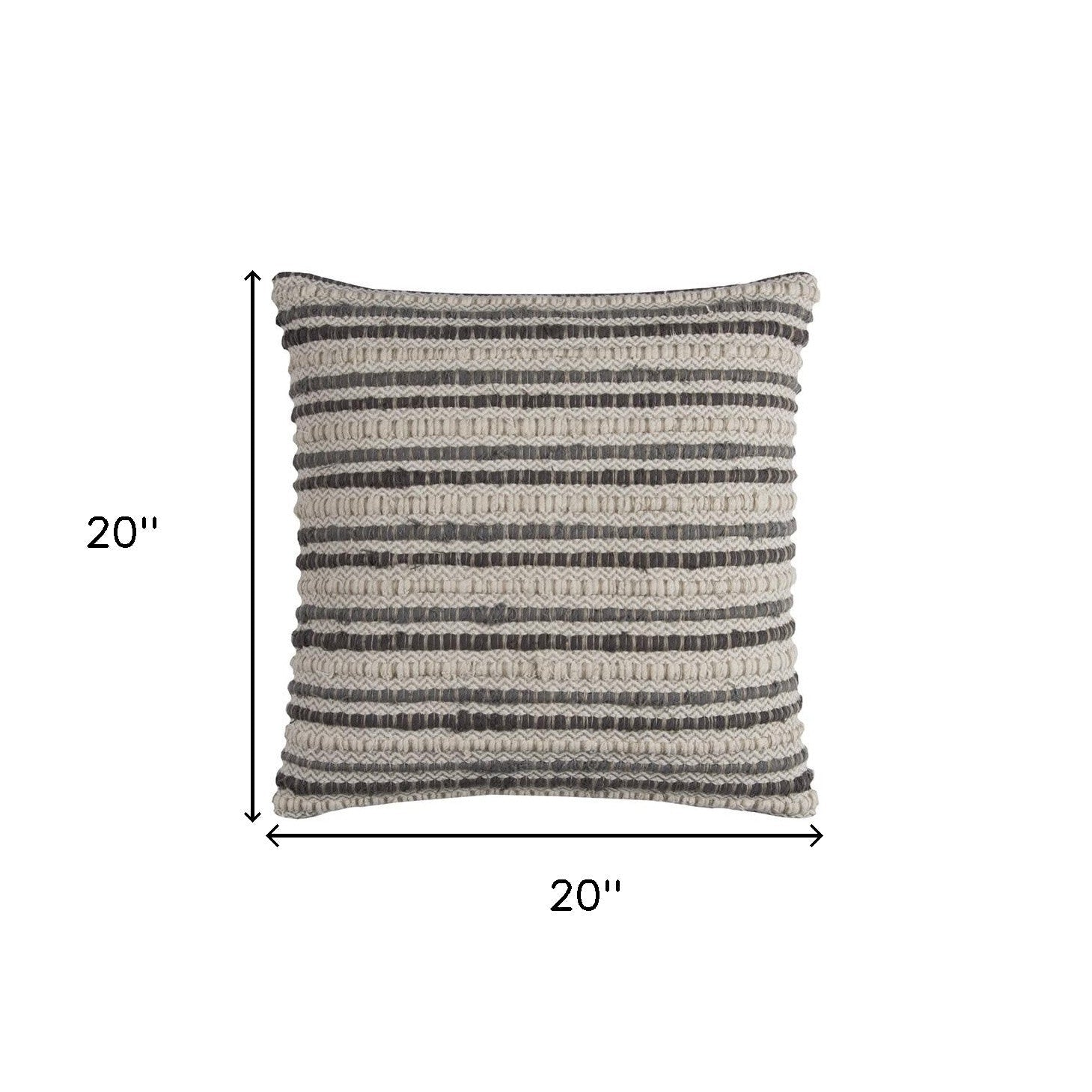 20" Gray Beige Nubby Texture Bands Throw Pillow FurniFindUSA