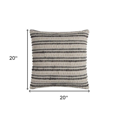 20" Gray Beige Nubby Texture Bands Throw Pillow HomeRoots