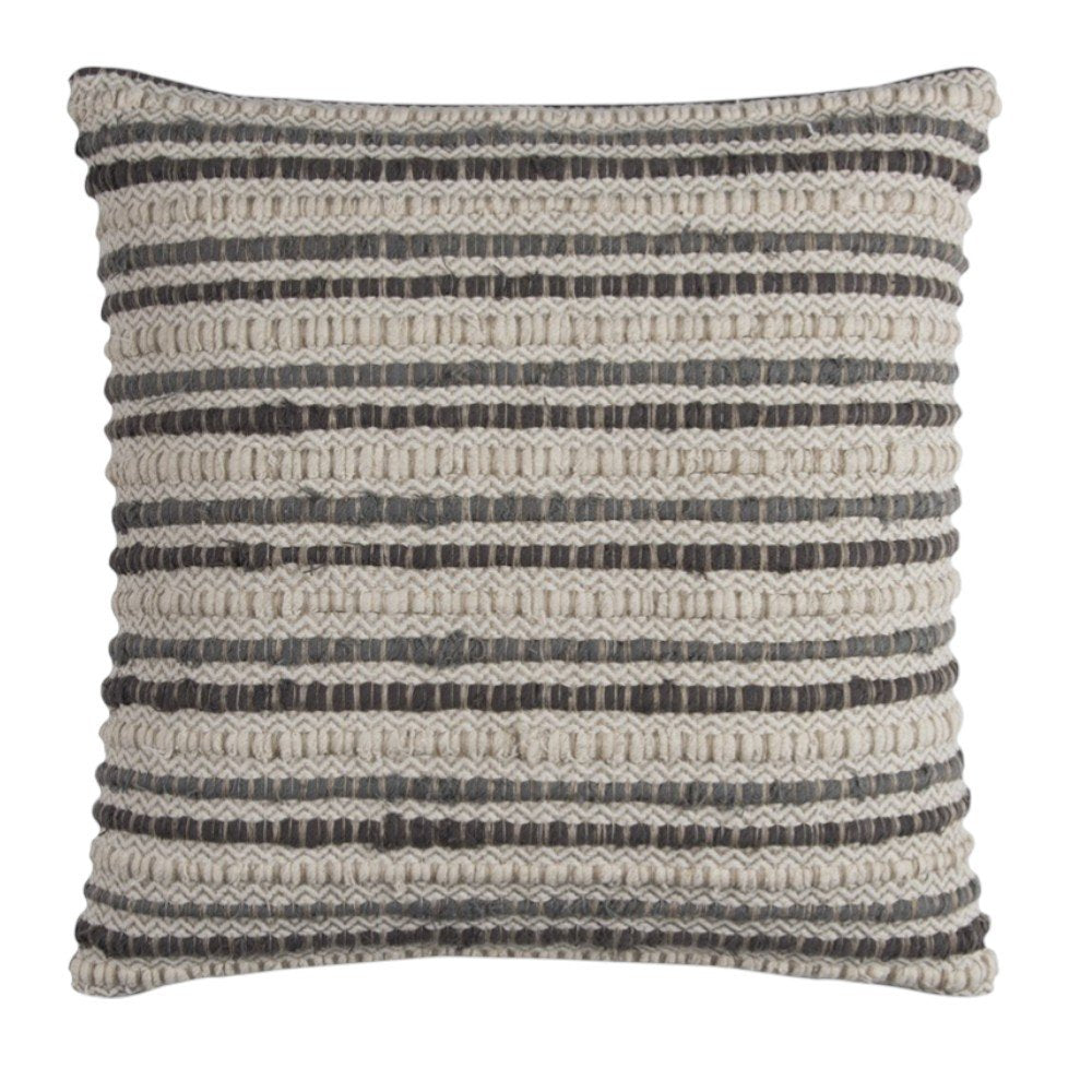 20" Gray Beige Nubby Texture Bands Throw Pillow — view 4