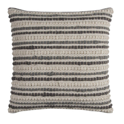 20" Gray Beige Nubby Texture Bands Throw Pillow HomeRoots