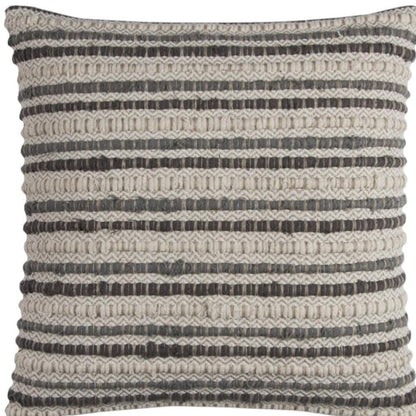 20" Gray Beige Nubby Texture Bands Throw Pillow HomeRoots