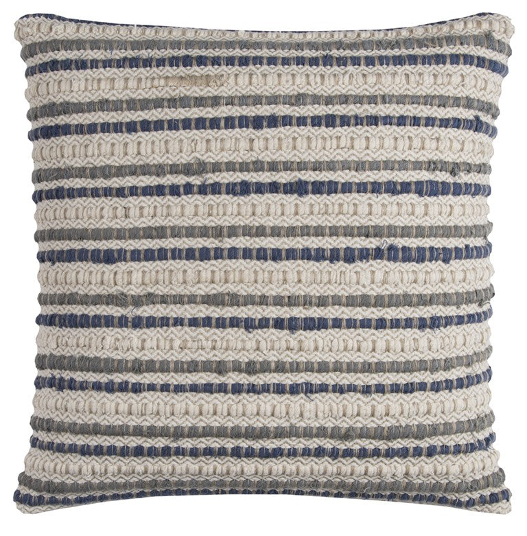 Blue Beige Nubby Texture Bands Throw Pillow FurniFindUSA