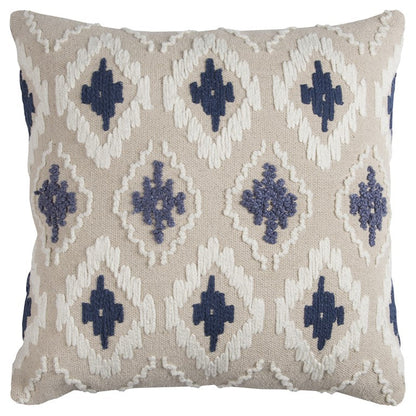 Navy Beige Classic Ikat Pattern Throw Pillow FurniFindUSA