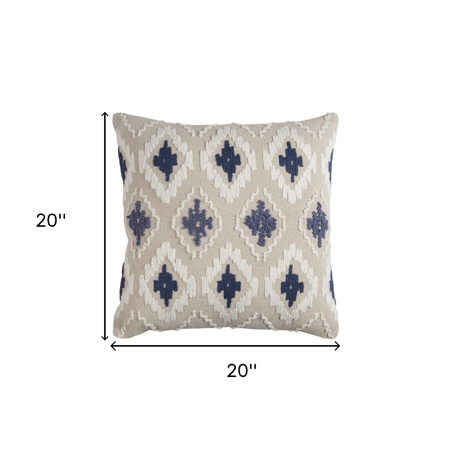 Navy Beige Classic Ikat Pattern Throw Pillow FurniFindUSA