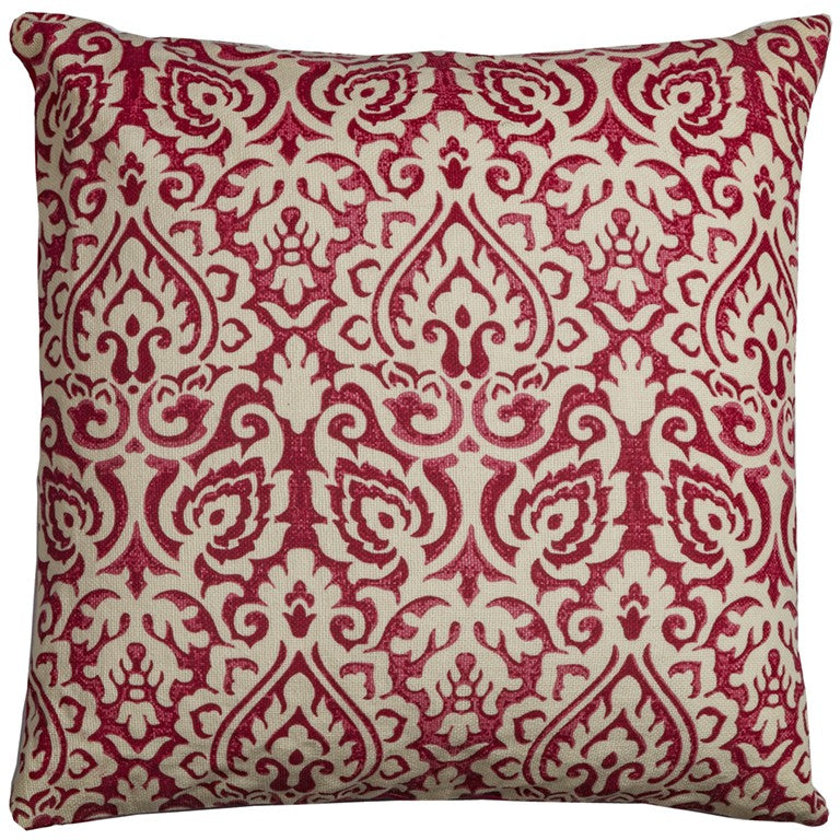 Red Natural Distressed Damask Throw Pillow FurniFindUSA