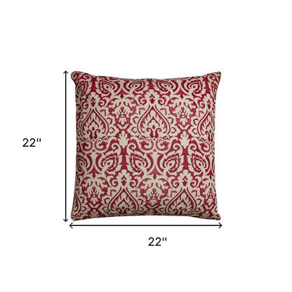Red Natural Distressed Damask Throw Pillow FurniFindUSA