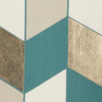 Teal Gold Striped Chevron Throw Pillow FurniFindUSA