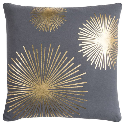 20" Gray and Gold Fireworks Cotton Throw Pillow FurniFindUSA