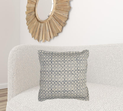 Blue Beige Distressed Block Throw Pillow FurniFindUSA