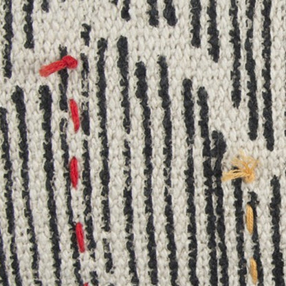 Black White Kantha Stitch and Knots Throw Pillow FurniFindUSA