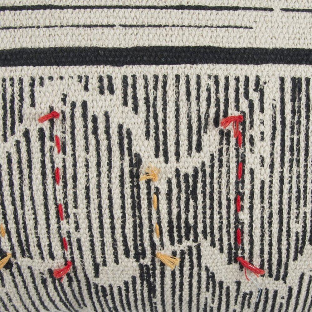 22" Black And White Striped Cotton Throw Pillow — view 1