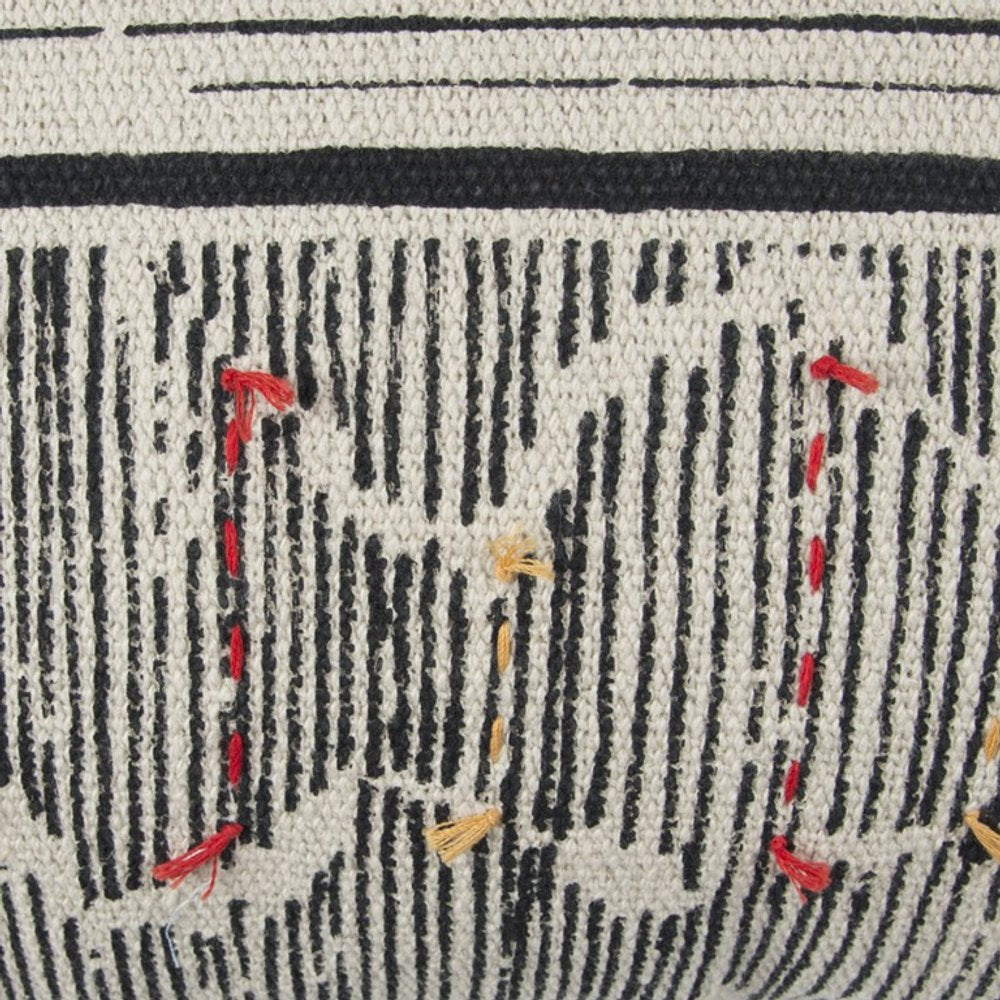 22" Black And White Striped Cotton Throw Pillow HomeRoots