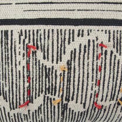 22" Black And White Striped Cotton Throw Pillow HomeRoots
