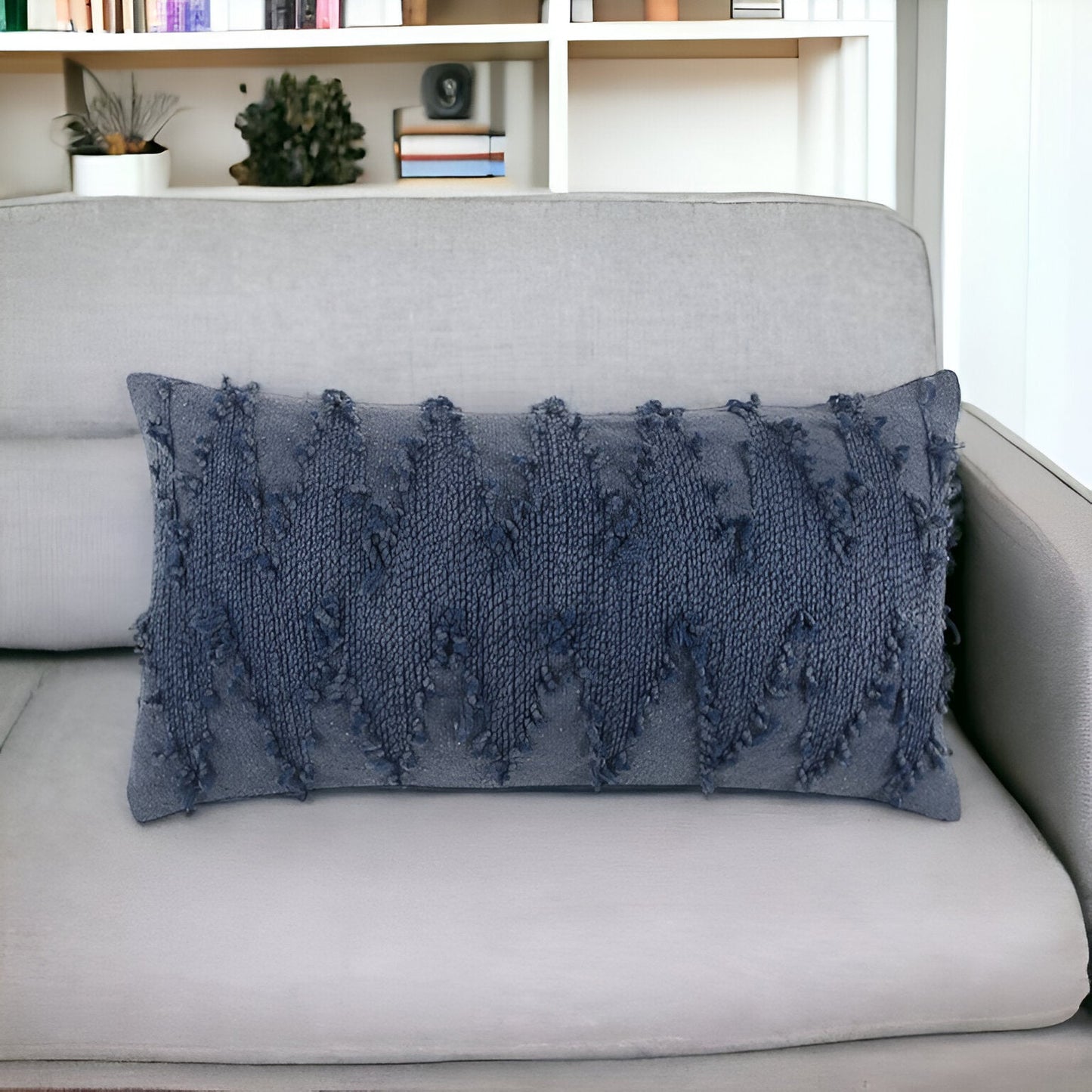 14" X 26" Indigo Cotton Throw Pillow FurniFindUSA