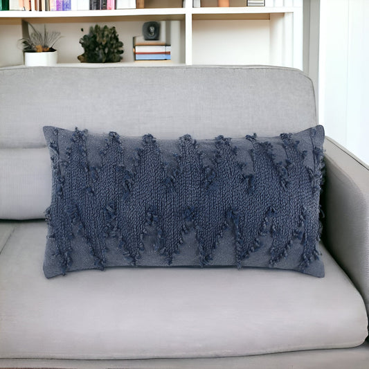 14" X 26" Indigo Cotton Throw Pillow FurniFindUSA