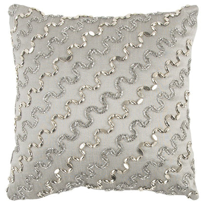 Lux Silver and Gold Beaded Chevron Throw Pillow FurniFindUSA