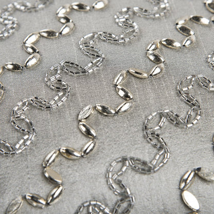 Lux Silver and Gold Beaded Chevron Throw Pillow FurniFindUSA