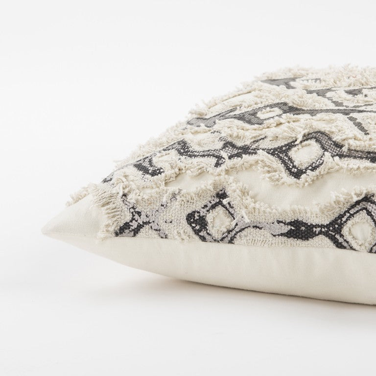 Ivory Gray Snakeskin Pattern Throw Pillow FurniFindUSA
