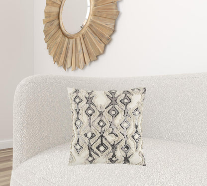 Ivory Gray Snakeskin Pattern Throw Pillow FurniFindUSA