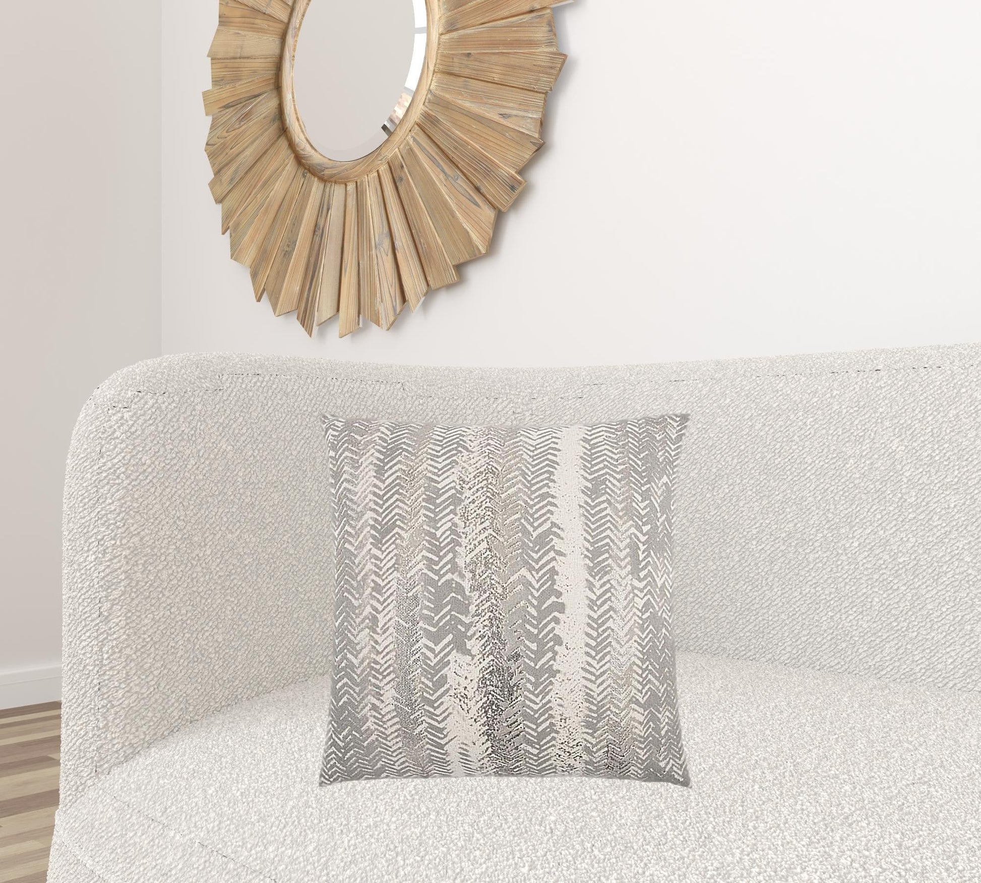 Gray Silver Metallic Tonal Print Throw Pillow FurniFindUSA