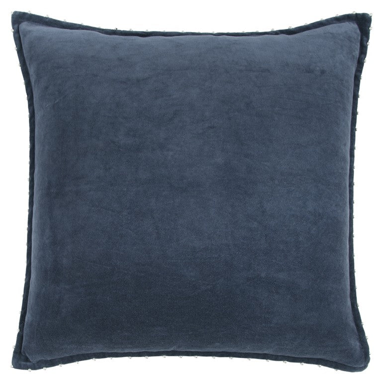 Indigo Solid Pearl Beaded Edge Throw Pillow FurniFindUSA