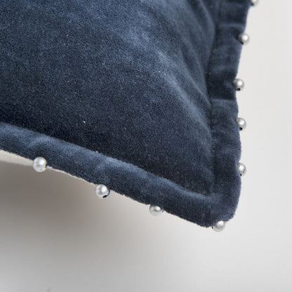 Indigo Solid Pearl Beaded Edge Throw Pillow FurniFindUSA