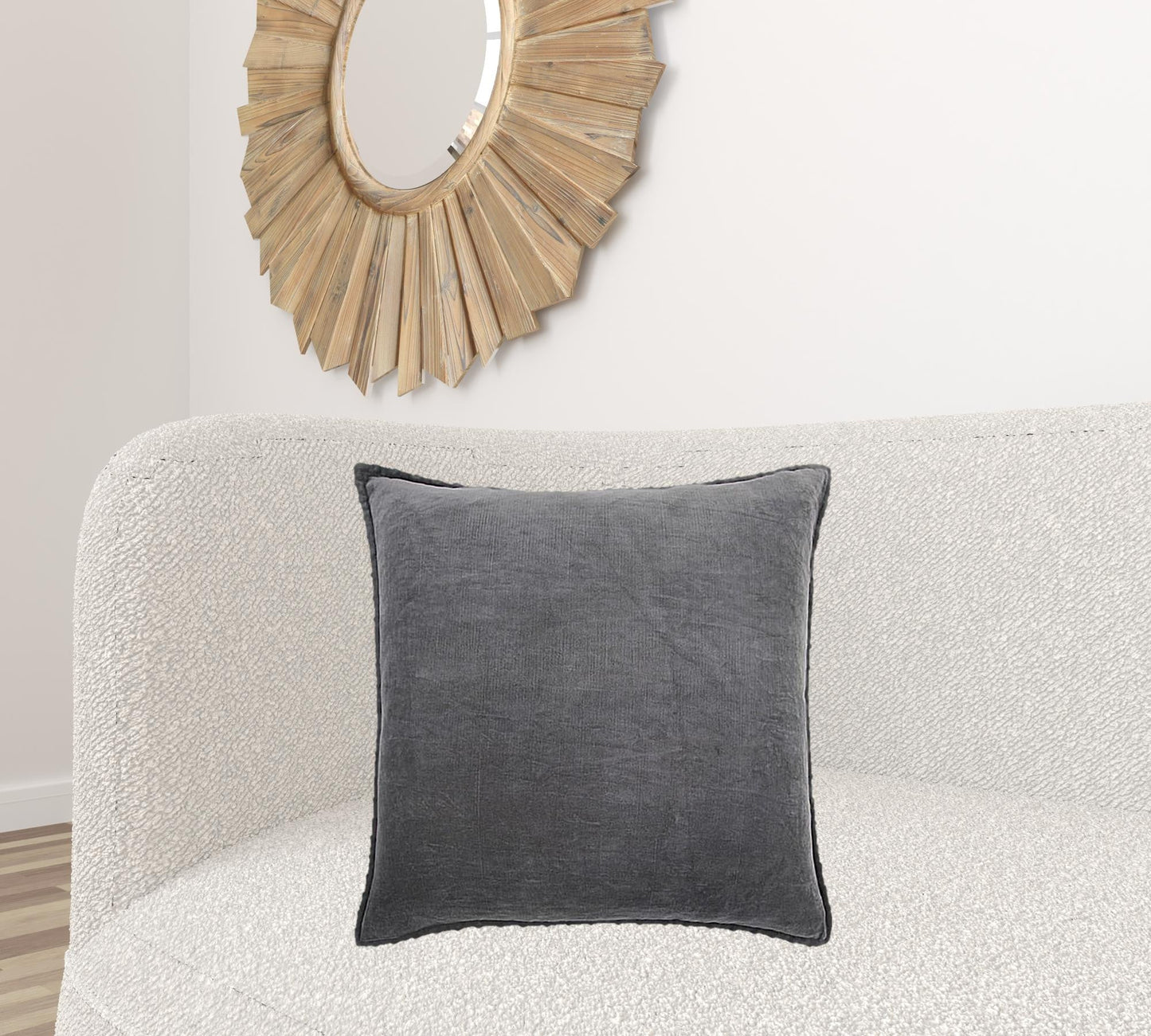 Dark Gray Solid Pearl Beaded Edge Throw Pillow FurniFindUSA