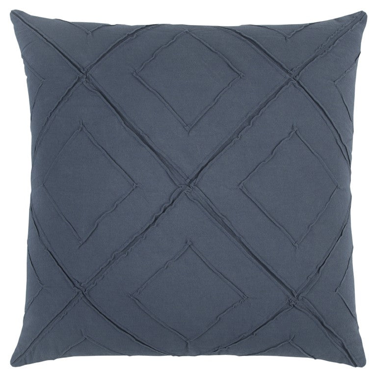 Indigo Pin Tuck Diamond Pattern Throw Pillow FurniFindUSA