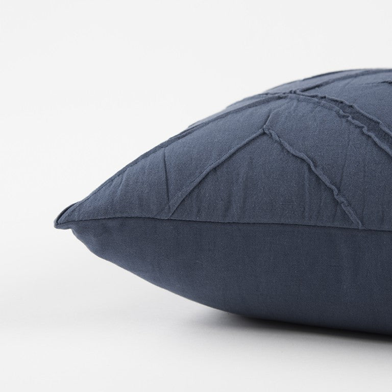 Indigo Pin Tuck Diamond Pattern Throw Pillow FurniFindUSA
