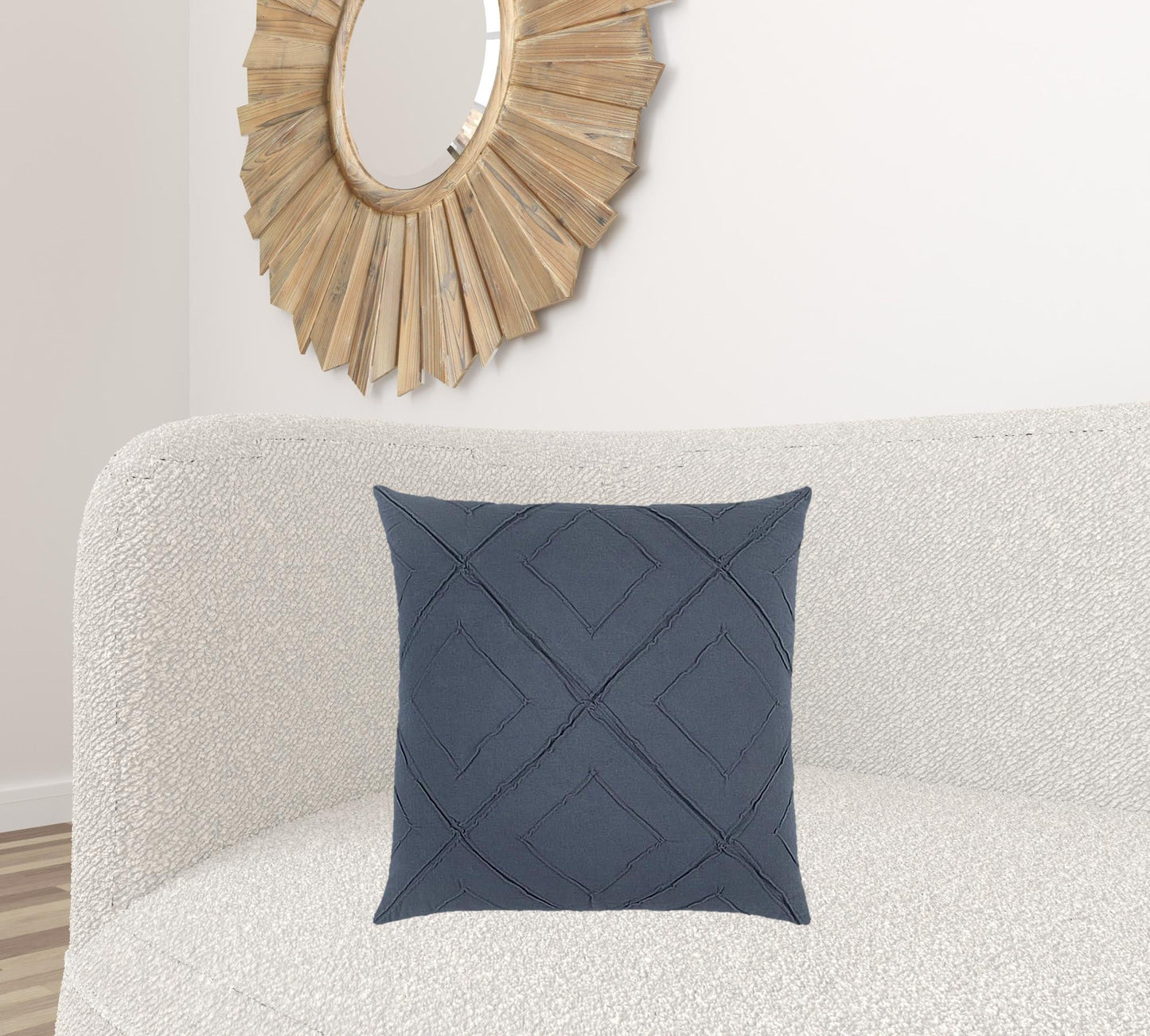 Indigo Pin Tuck Diamond Pattern Throw Pillow FurniFindUSA