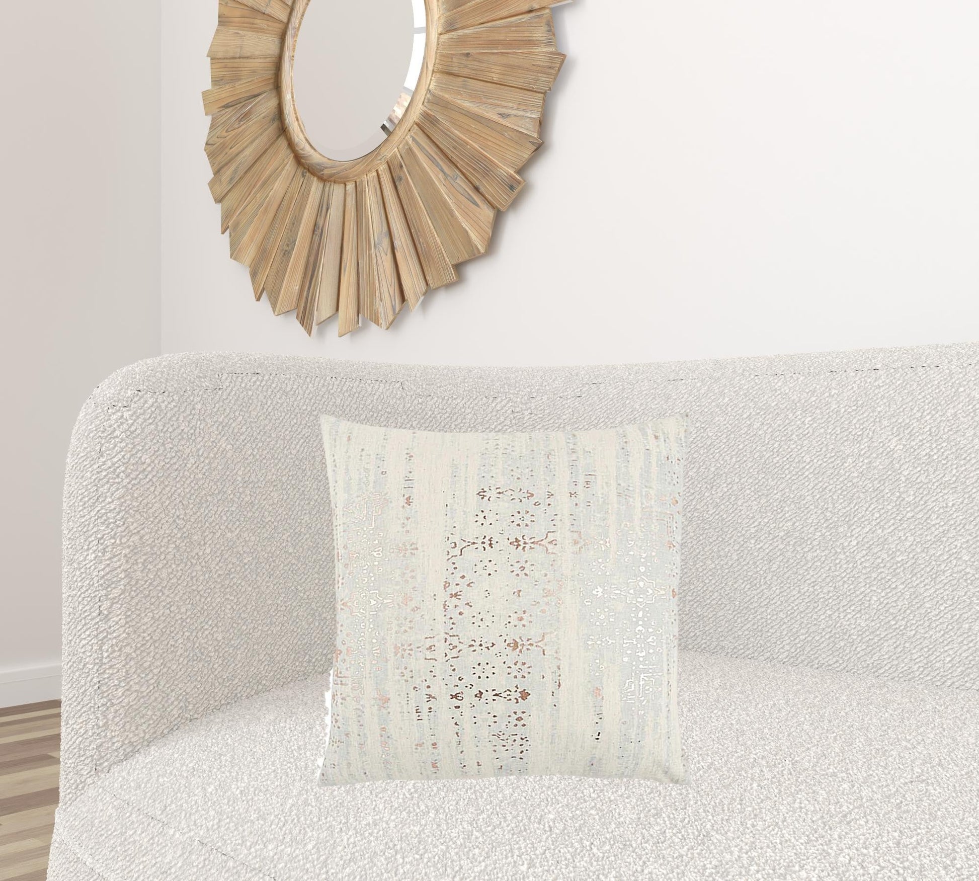 Ivory Silver Distressed Vintage Throw Pillow FurniFindUSA