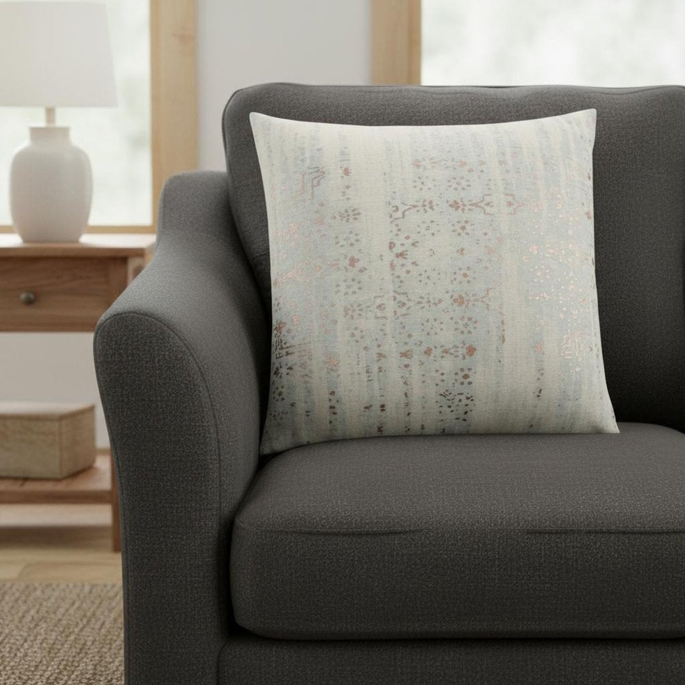 Ivory Silver Distressed Vintage Throw Pillow HomeRoots