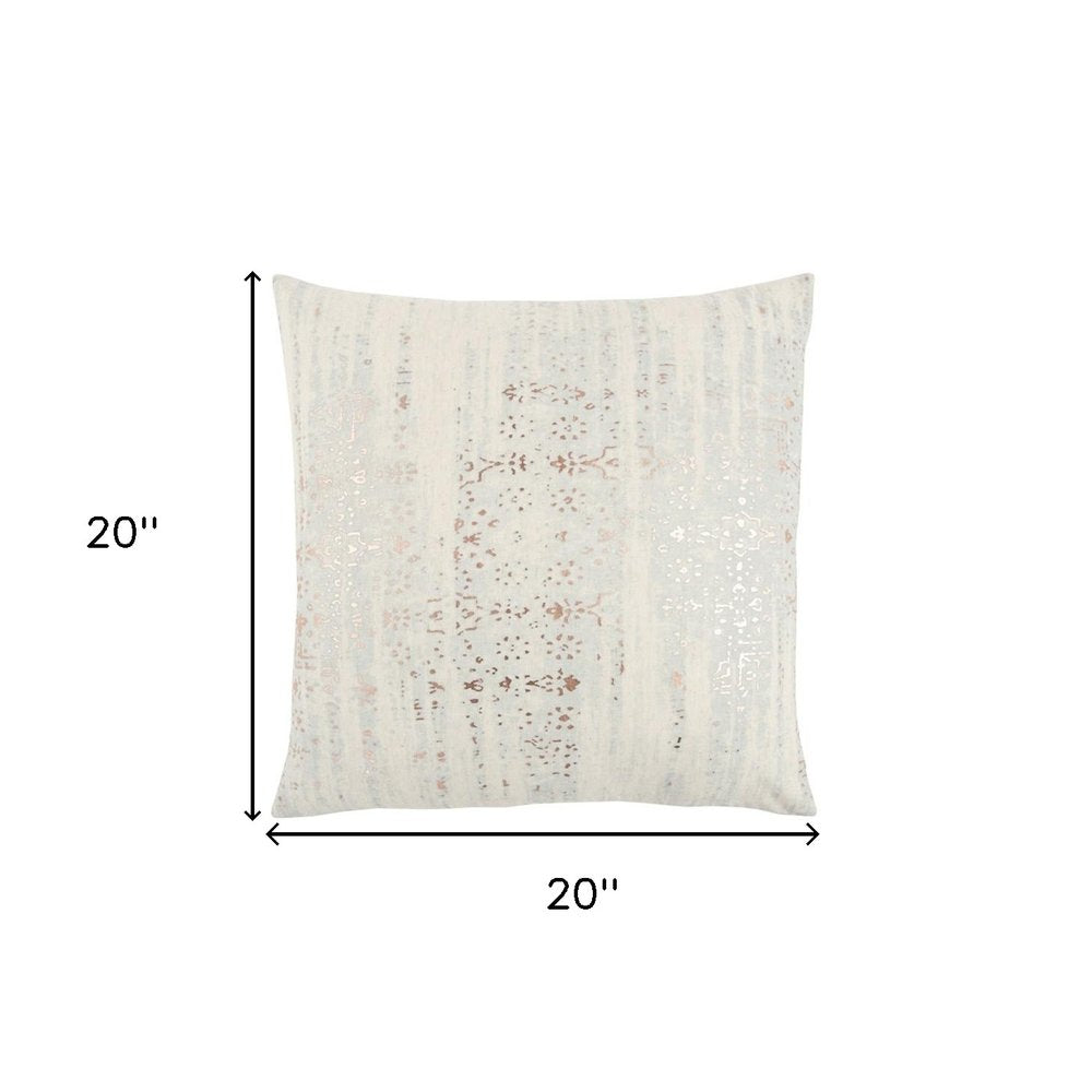 Ivory Silver Distressed Vintage Throw Pillow HomeRoots