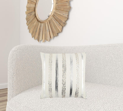 Silver and Gold Glam Stripe Beaded Throw Pillow FurniFindUSA