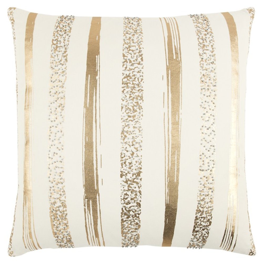 Gold Glam Stripe Beaded Throw Pillow HomeRoots