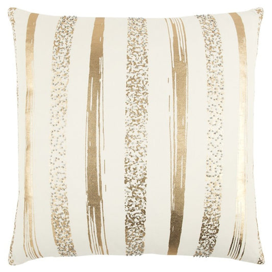 Gold Glam Stripe Beaded Throw Pillow