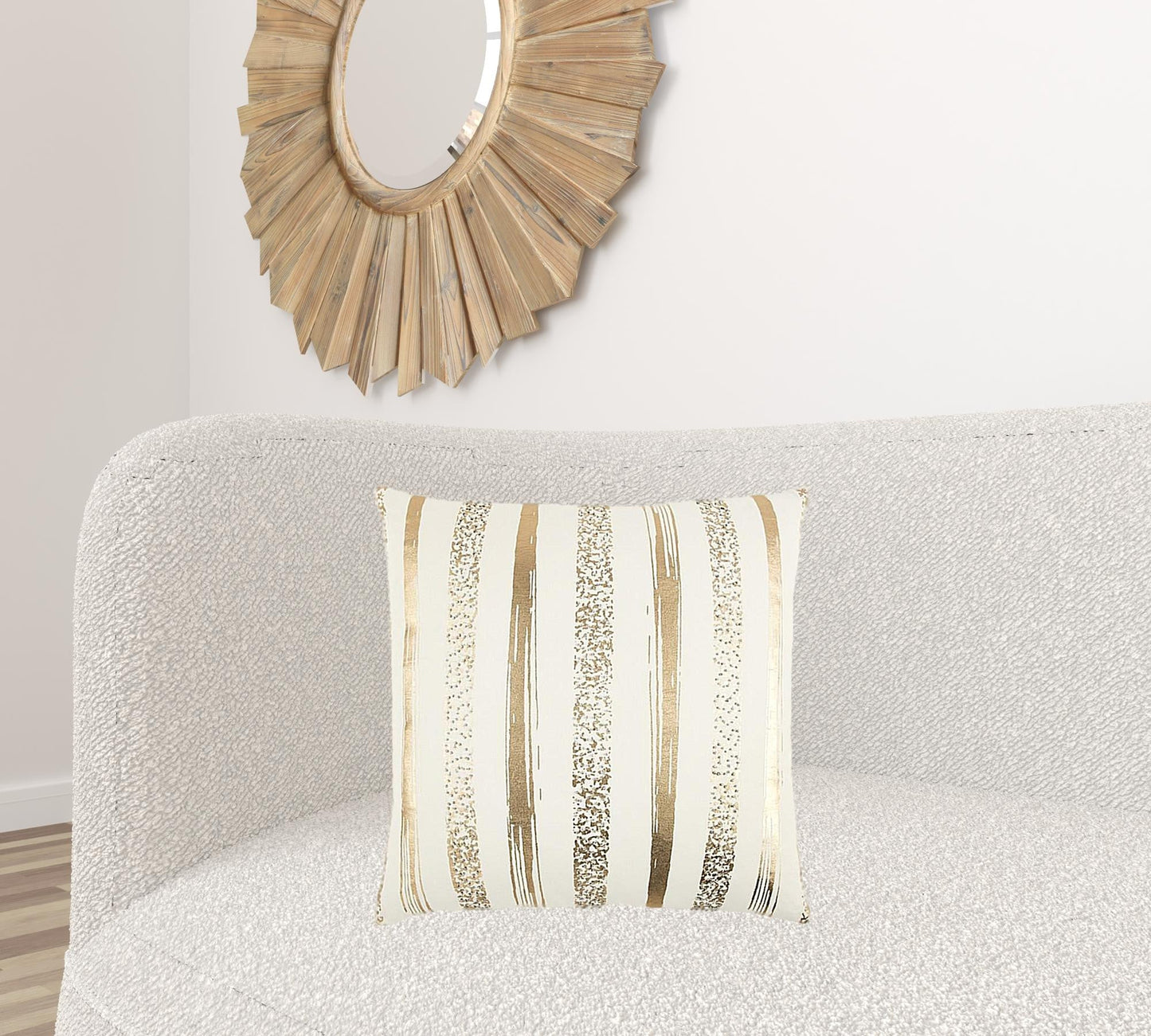 Gold Glam Stripe Beaded Throw Pillow FurniFindUSA