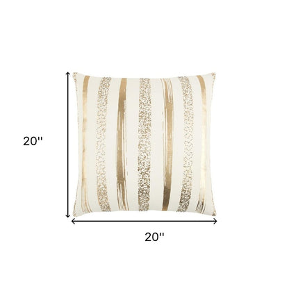 Gold Glam Stripe Beaded Throw Pillow HomeRoots